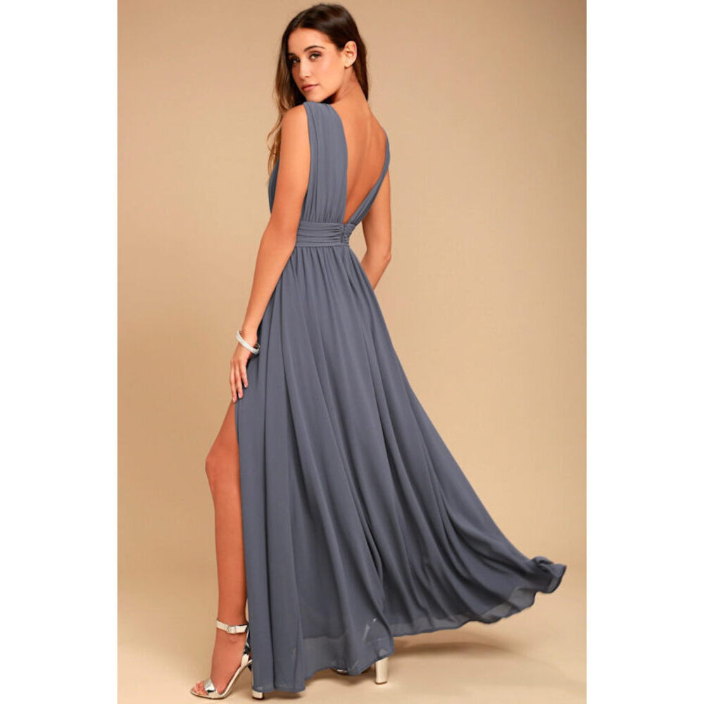 Lulus Heavenly Hues Denim Blue Maxi Dress - Size M
